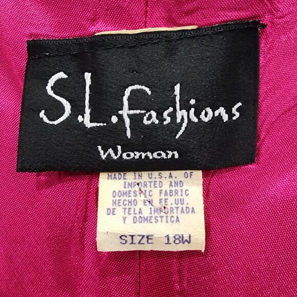 Vintage SL Fashions Black Dress Embroidery Pullover Sleeveless Sz18W Made in USA - Picture 6 of 14